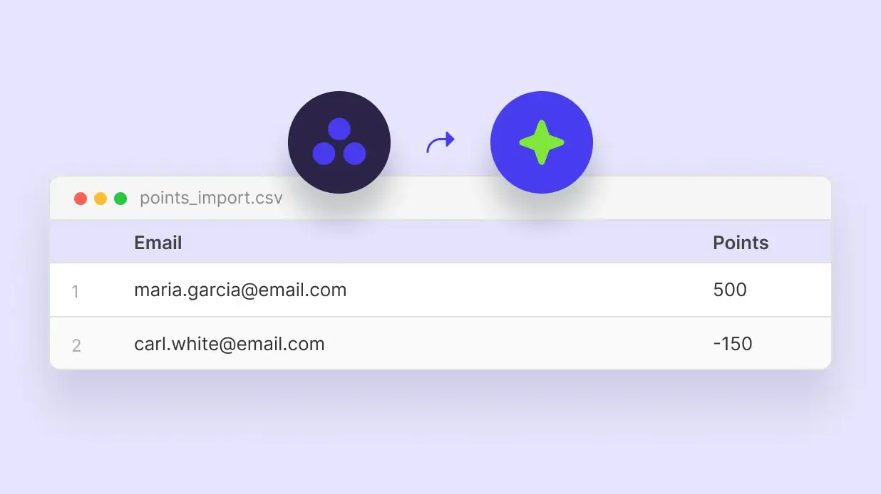 CSV template to import customers and points into Livy