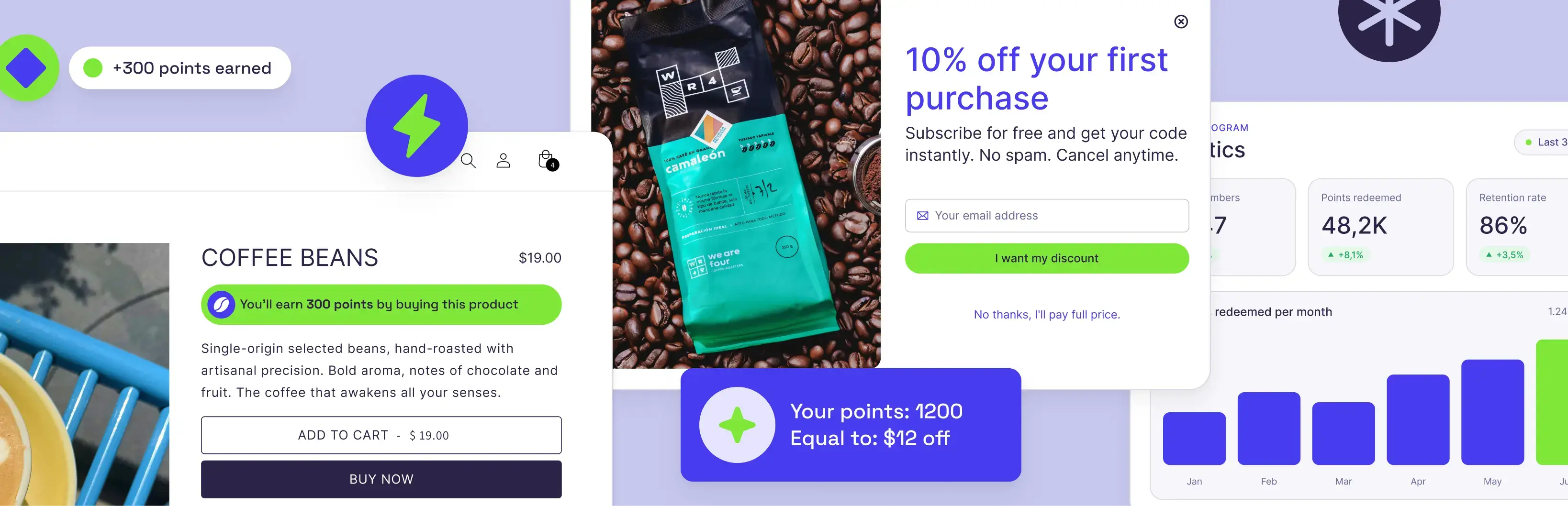 Livy dashboard, loyalty points system for Shopify stores